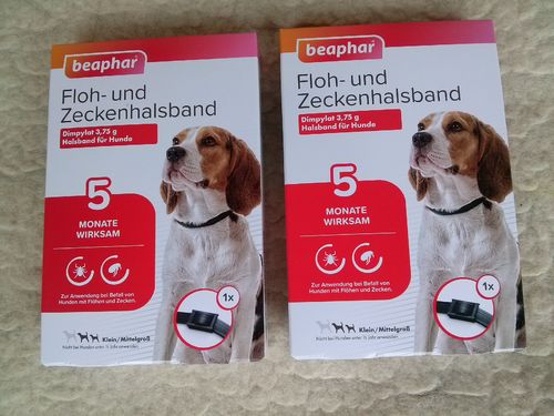 2 Stück Beaphar Flohhalsband Zeckenhalsband Hund